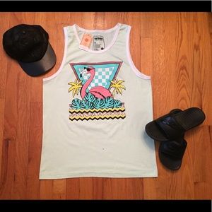 Throwback Style Tank, Mint w/Flamingo Design 🦩😎